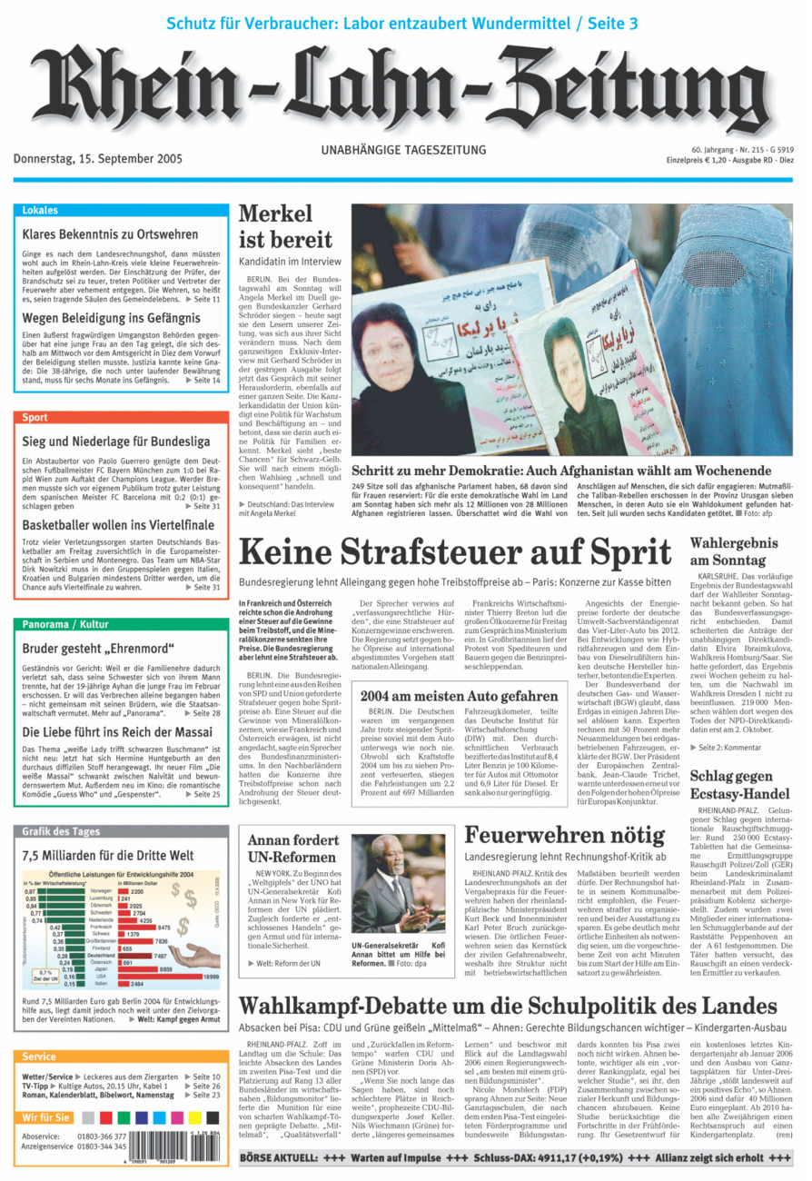 Rhein-Lahn-Zeitung Diez (Archiv) vom Donnerstag, 15.09.2005