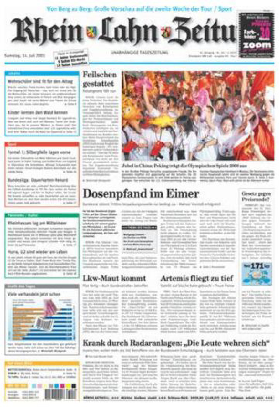 Rhein-Lahn-Zeitung Diez (Archiv) vom Samstag, 14.07.2001