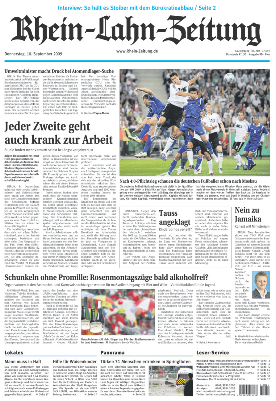 Rhein-Lahn-Zeitung Diez (Archiv) vom Donnerstag, 10.09.2009