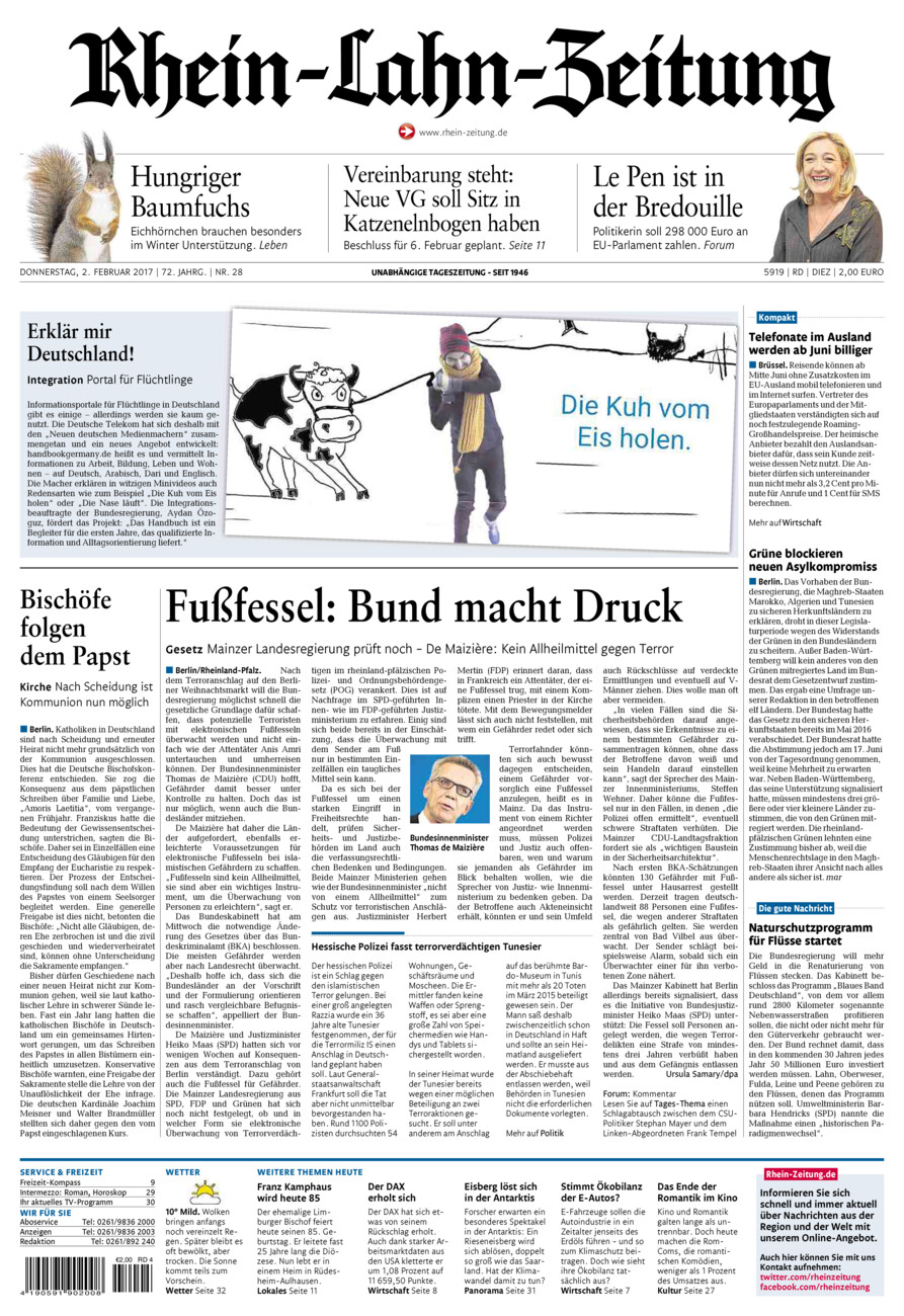 Rhein-Lahn-Zeitung Diez (Archiv) vom Donnerstag, 02.02.2017