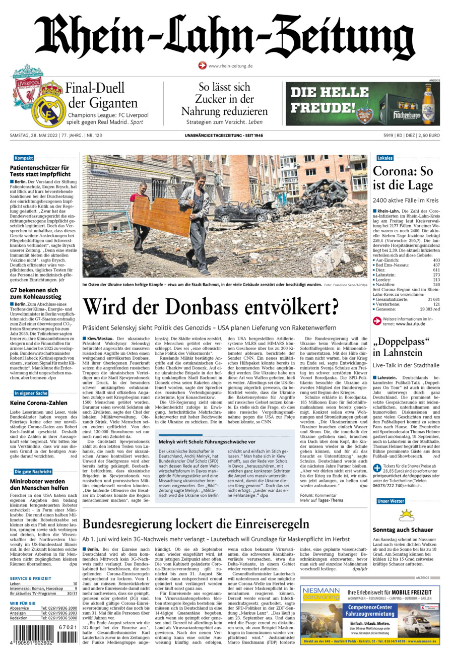 Rhein-Lahn-Zeitung Diez (Archiv) vom Samstag, 28.05.2022