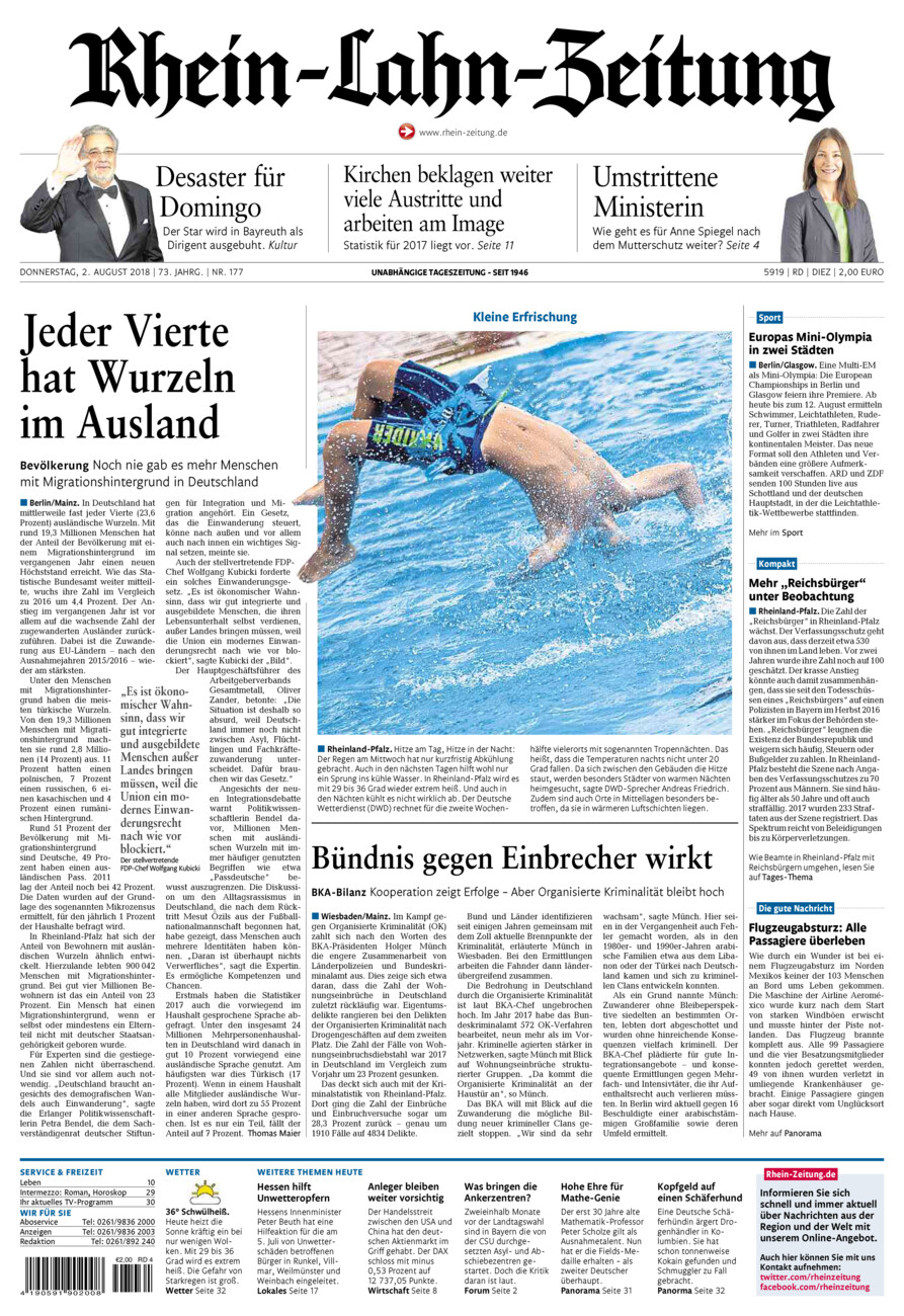 Rhein-Lahn-Zeitung Diez (Archiv) vom Donnerstag, 02.08.2018
