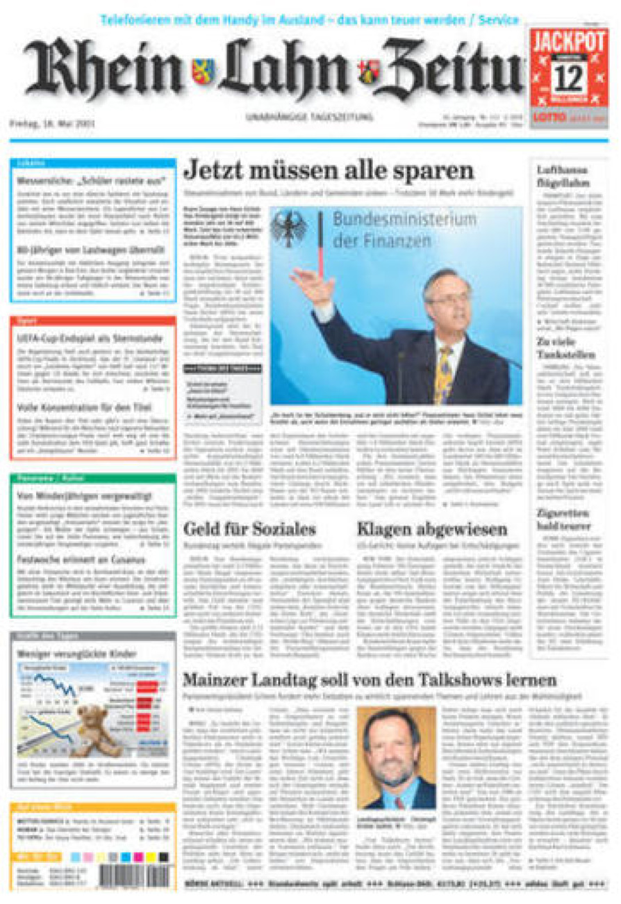 Rhein-Lahn-Zeitung Diez (Archiv) vom Freitag, 18.05.2001