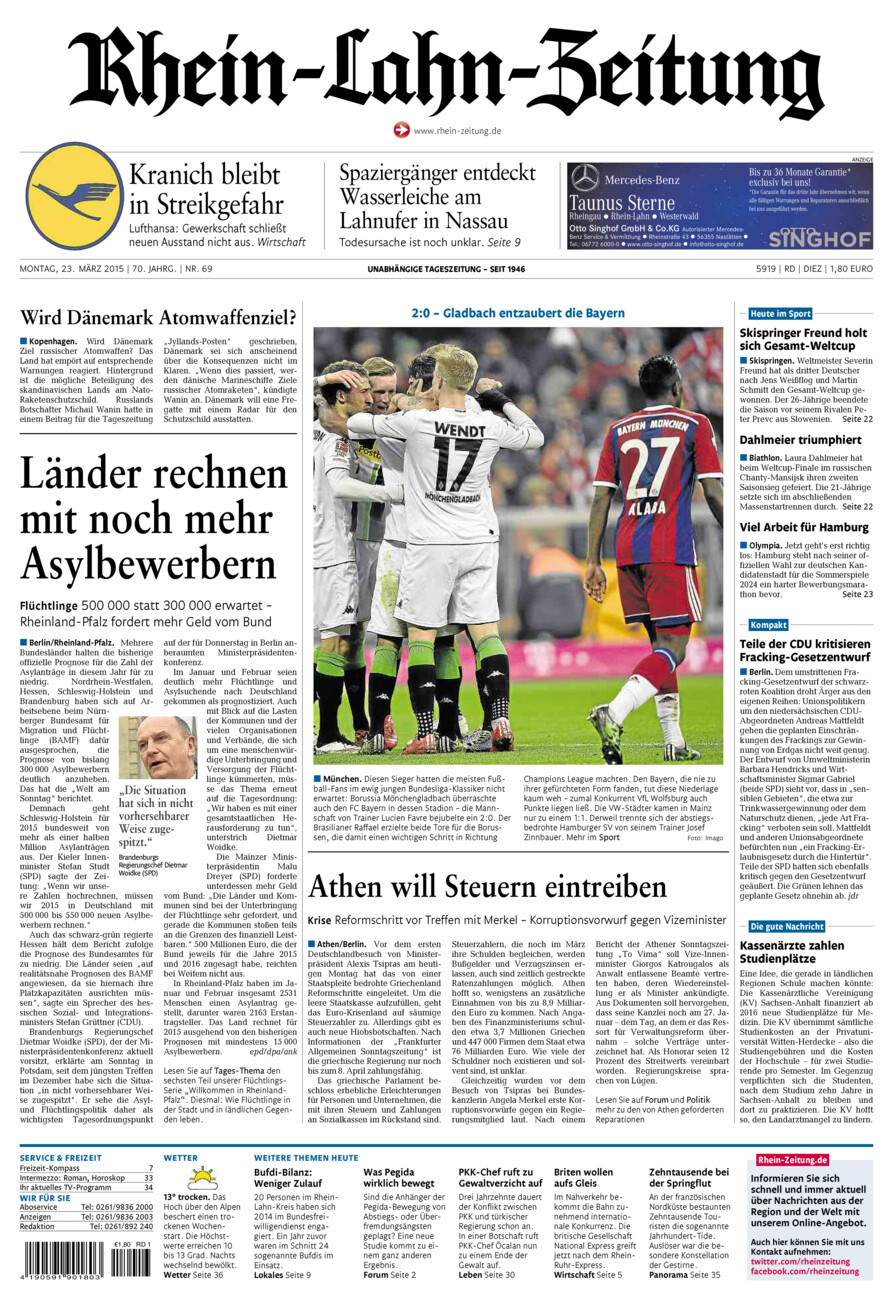 Rhein-Lahn-Zeitung Diez (Archiv) vom Montag, 23.03.2015