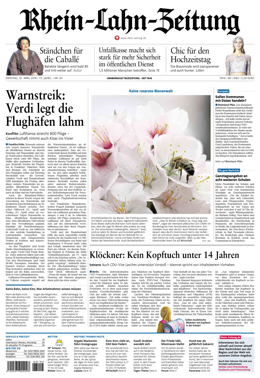 Rhein-Lahn-Zeitung Diez (Archiv) vom Dienstag, 10.04.2018