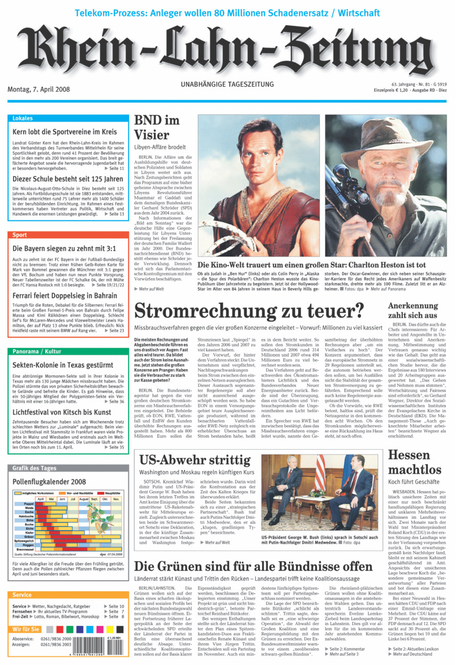 Rhein-Lahn-Zeitung Diez (Archiv) vom Montag, 07.04.2008