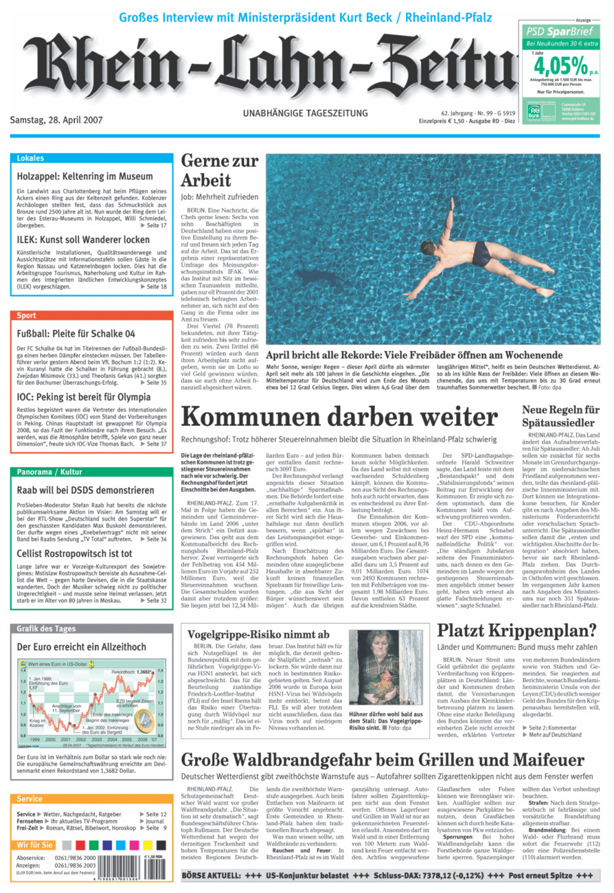 Rhein-Lahn-Zeitung Diez (Archiv) vom Samstag, 28.04.2007