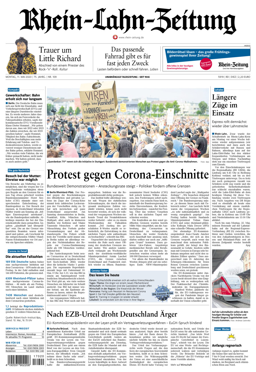 Rhein-Lahn-Zeitung Diez (Archiv) vom Montag, 11.05.2020