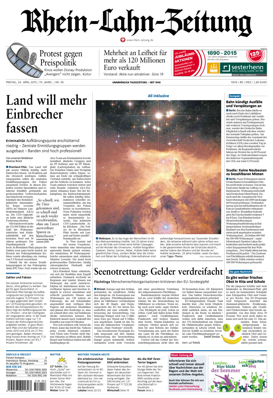 Rhein-Lahn-Zeitung Diez (Archiv) vom Freitag, 24.04.2015
