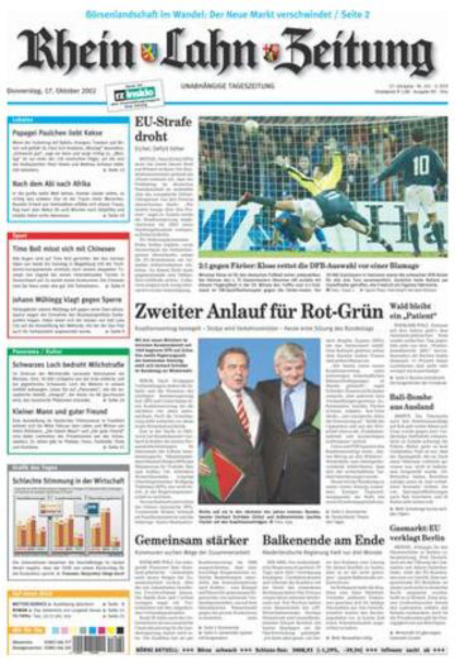 Rhein-Lahn-Zeitung Diez (Archiv) vom Donnerstag, 17.10.2002
