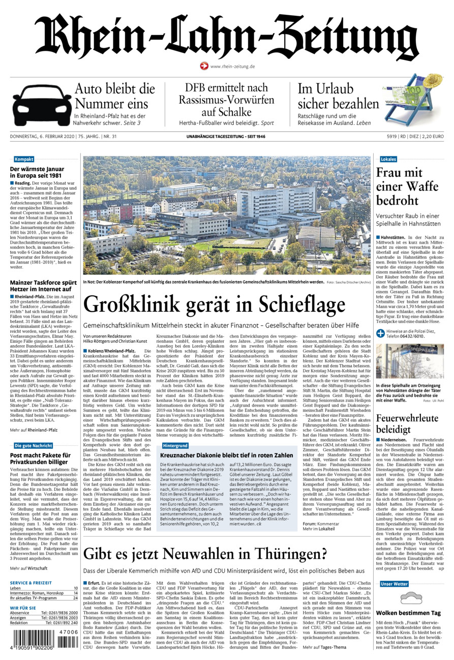 Rhein-Lahn-Zeitung Diez (Archiv) vom Donnerstag, 06.02.2020