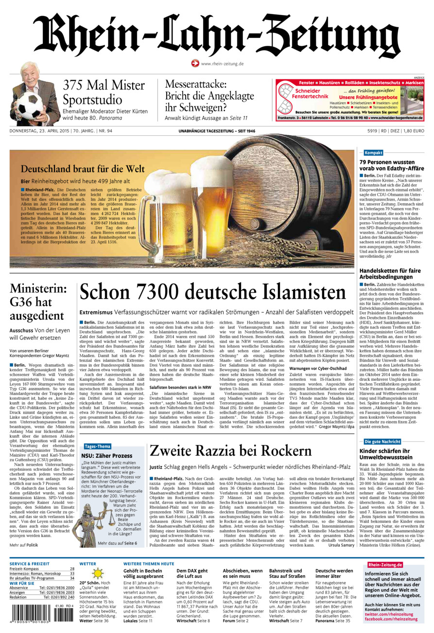 Rhein-Lahn-Zeitung Diez (Archiv) vom Donnerstag, 23.04.2015