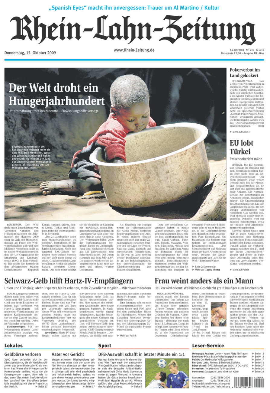 Rhein-Lahn-Zeitung Diez (Archiv) vom Donnerstag, 15.10.2009