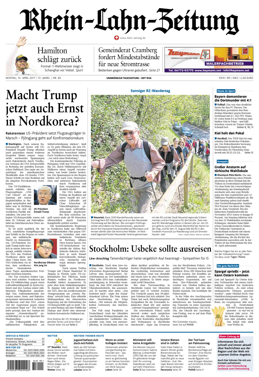 Rhein-Lahn-Zeitung Diez (Archiv) vom Montag, 10.04.2017