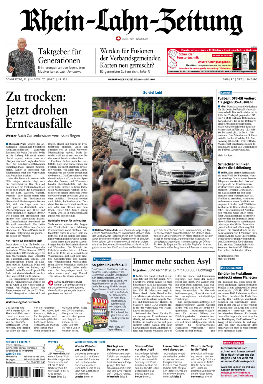 Rhein-Lahn-Zeitung Diez (Archiv) vom Donnerstag, 11.06.2015