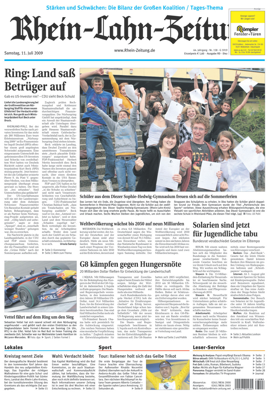 Rhein-Lahn-Zeitung Diez (Archiv) vom Samstag, 11.07.2009