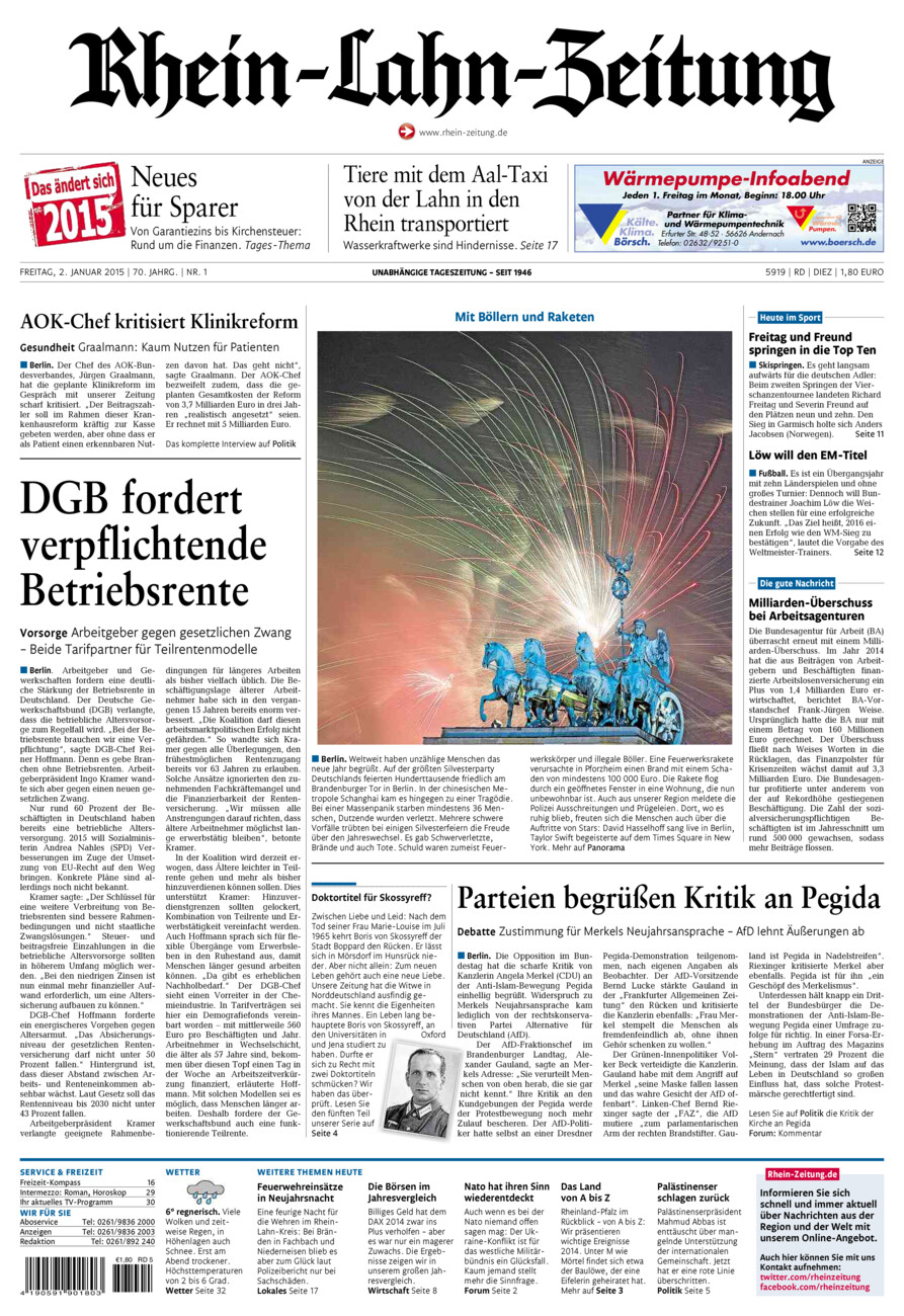 Rhein-Lahn-Zeitung Diez (Archiv) vom Freitag, 02.01.2015