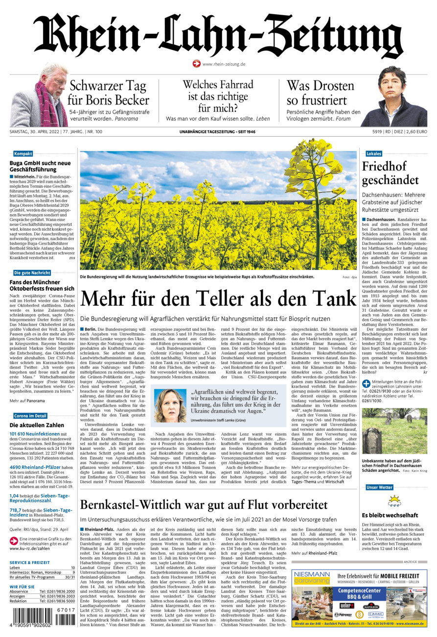 Rhein-Lahn-Zeitung Diez (Archiv) vom Samstag, 30.04.2022