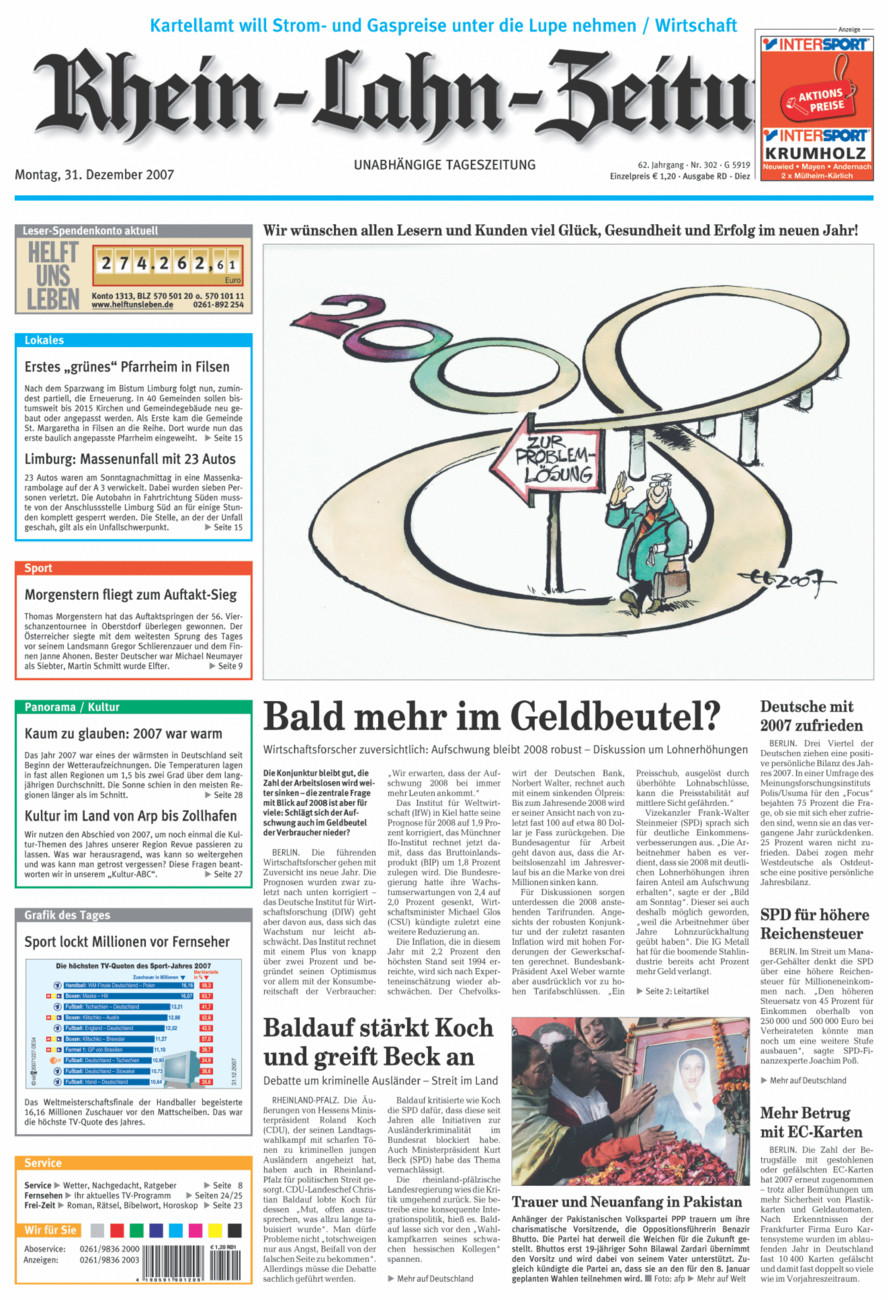 Rhein-Lahn-Zeitung Diez (Archiv) vom Montag, 31.12.2007