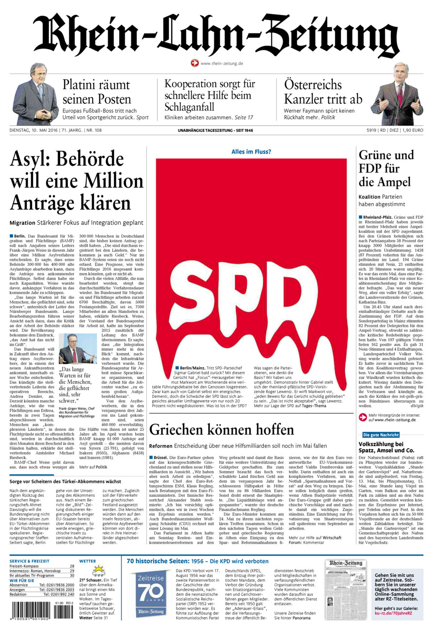 Rhein-Lahn-Zeitung Diez (Archiv) vom Dienstag, 10.05.2016