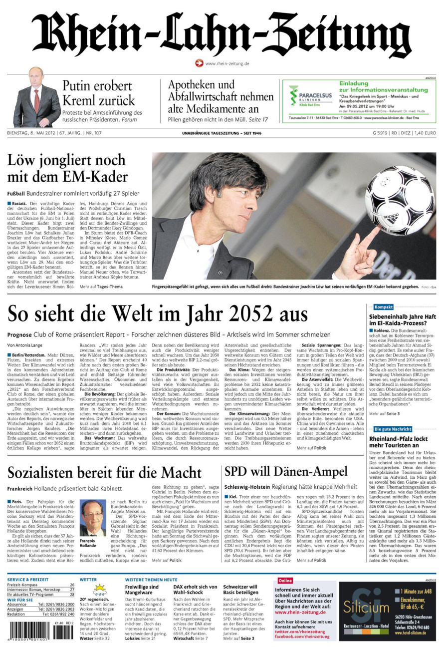 Rhein-Lahn-Zeitung Diez (Archiv) vom Dienstag, 08.05.2012