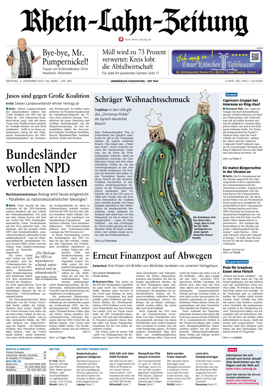 Rhein-Lahn-Zeitung Diez (Archiv) vom Dienstag, 03.12.2013