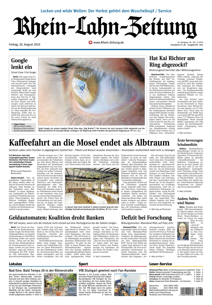 Rhein-Lahn-Zeitung Diez (Archiv) vom Freitag, 20.08.2010