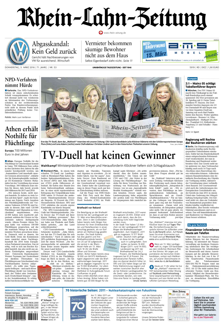 Rhein-Lahn-Zeitung Diez (Archiv) vom Donnerstag, 03.03.2016