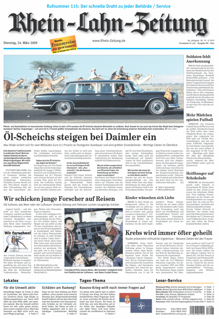 Rhein-Lahn-Zeitung Diez (Archiv) vom Dienstag, 24.03.2009