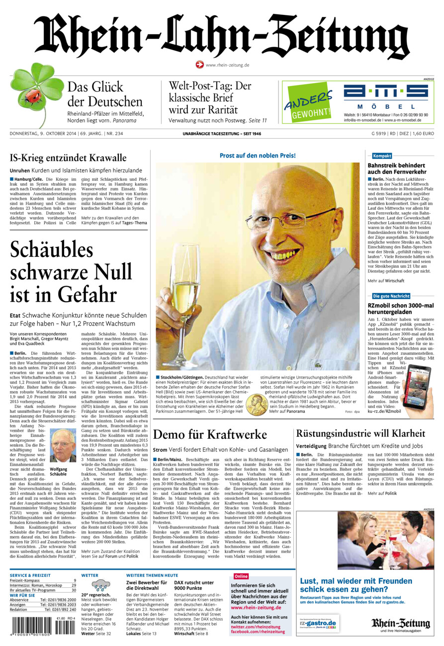Rhein-Lahn-Zeitung Diez (Archiv) vom Donnerstag, 09.10.2014
