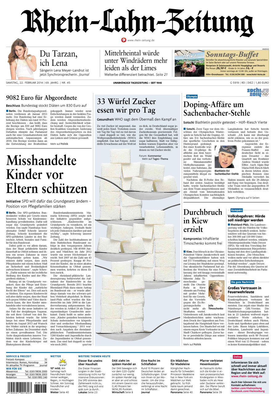 Rhein-Lahn-Zeitung Diez (Archiv) vom Samstag, 22.02.2014