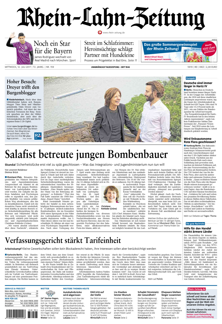 Rhein-Lahn-Zeitung Diez (Archiv) vom Mittwoch, 12.07.2017