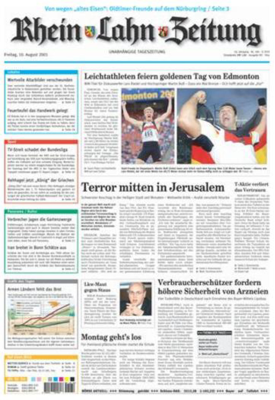Rhein-Lahn-Zeitung Diez (Archiv) vom Freitag, 10.08.2001