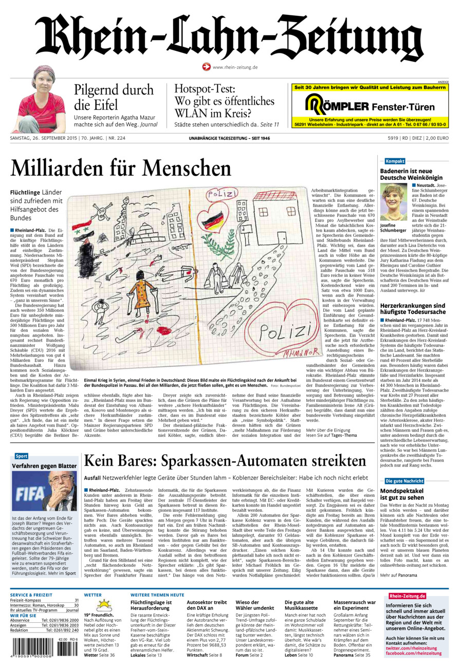 Rhein-Lahn-Zeitung Diez (Archiv) vom Samstag, 26.09.2015