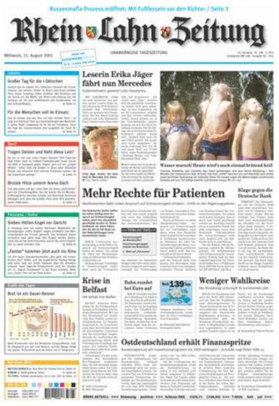 Rhein-Lahn-Zeitung Diez (Archiv) vom Mittwoch, 15.08.2001
