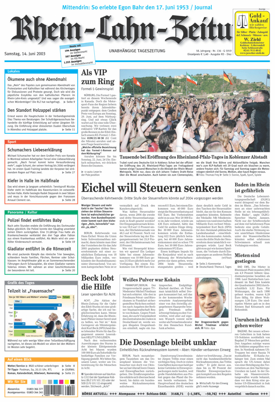Rhein-Lahn-Zeitung Diez (Archiv) vom Samstag, 14.06.2003