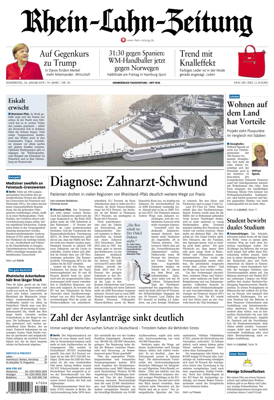 Rhein-Lahn-Zeitung Diez (Archiv) vom Donnerstag, 24.01.2019