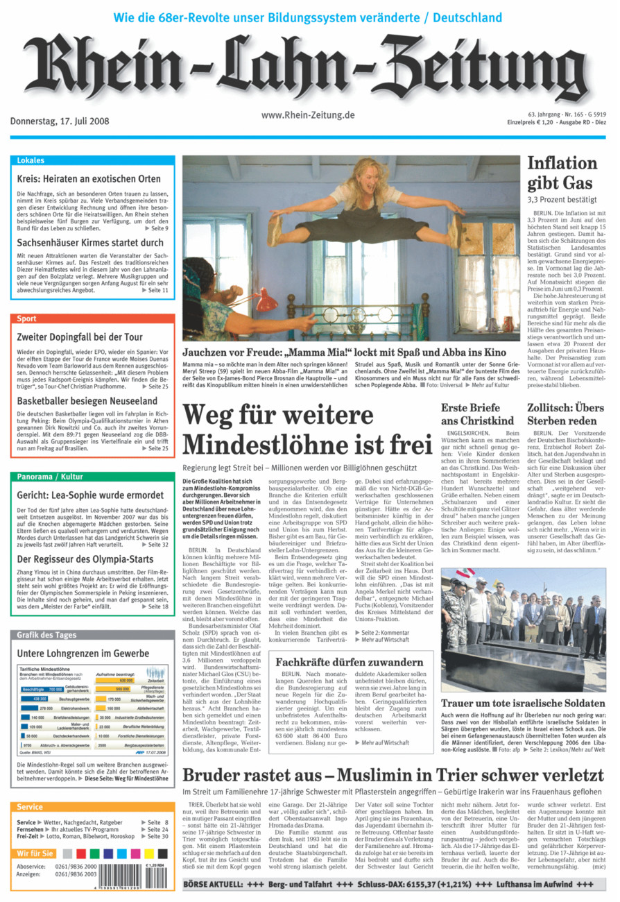 Rhein-Lahn-Zeitung Diez (Archiv) vom Donnerstag, 17.07.2008