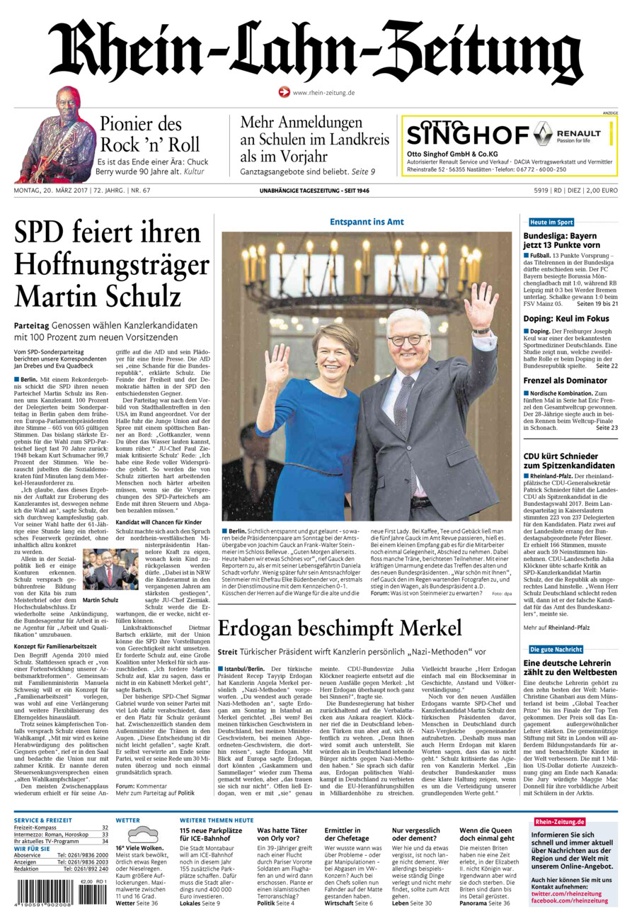Rhein-Lahn-Zeitung Diez (Archiv) vom Montag, 20.03.2017