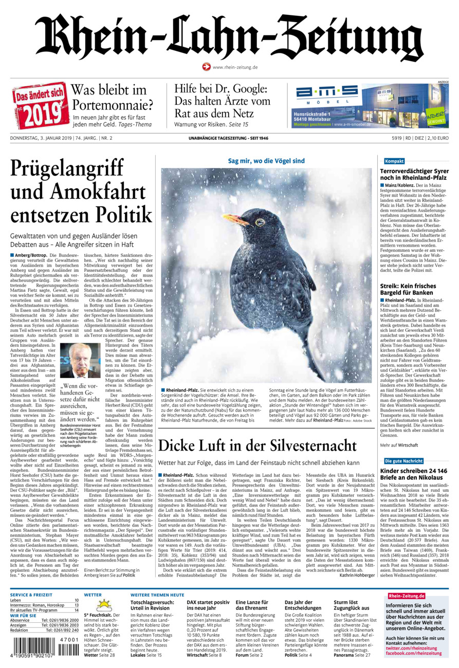 Rhein-Lahn-Zeitung Diez (Archiv) vom Donnerstag, 03.01.2019