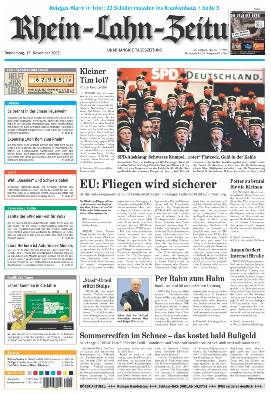 Rhein-Lahn-Zeitung Diez (Archiv) vom Donnerstag, 17.11.2005