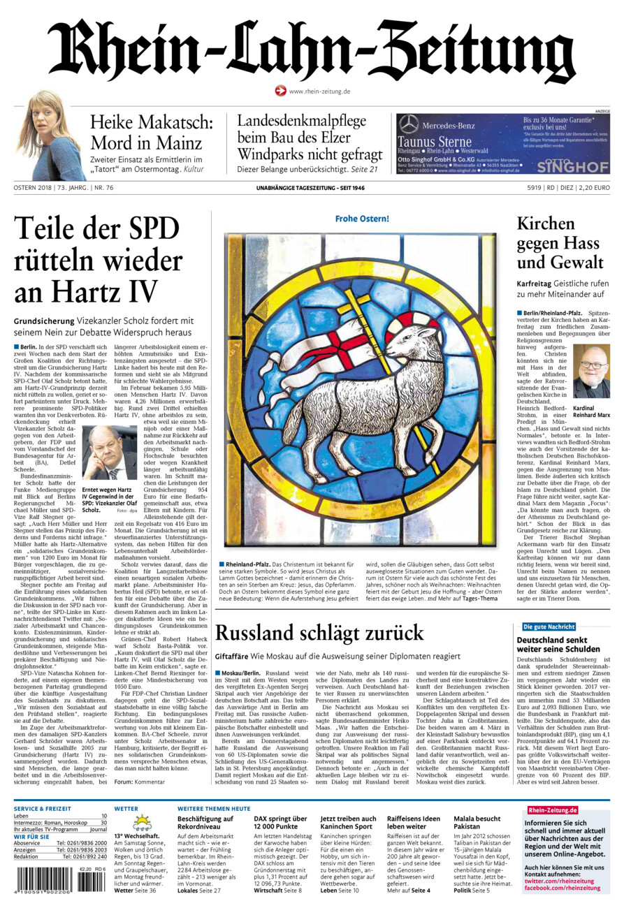 Rhein-Lahn-Zeitung Diez (Archiv) vom Samstag, 31.03.2018
