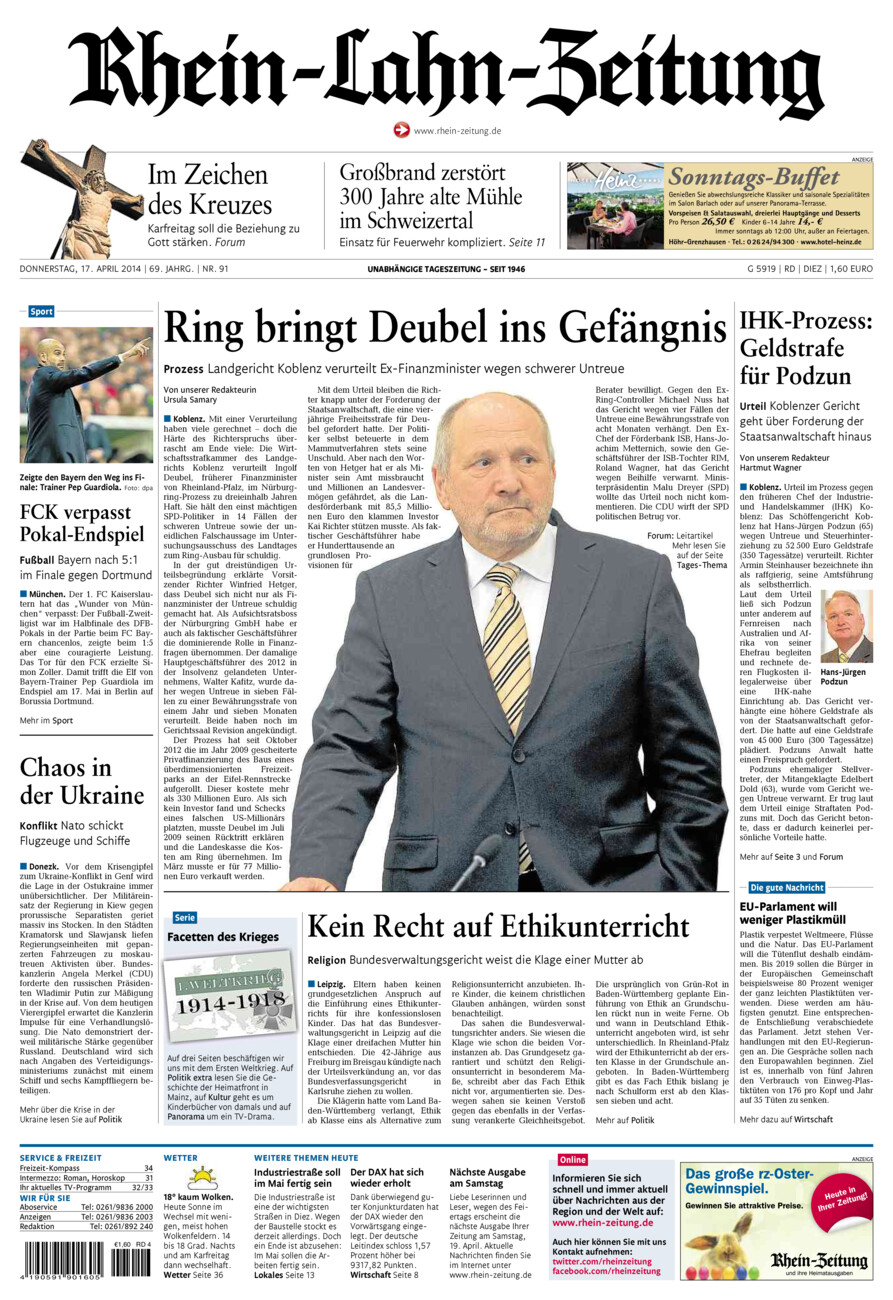 Rhein-Lahn-Zeitung Diez (Archiv) vom Donnerstag, 17.04.2014