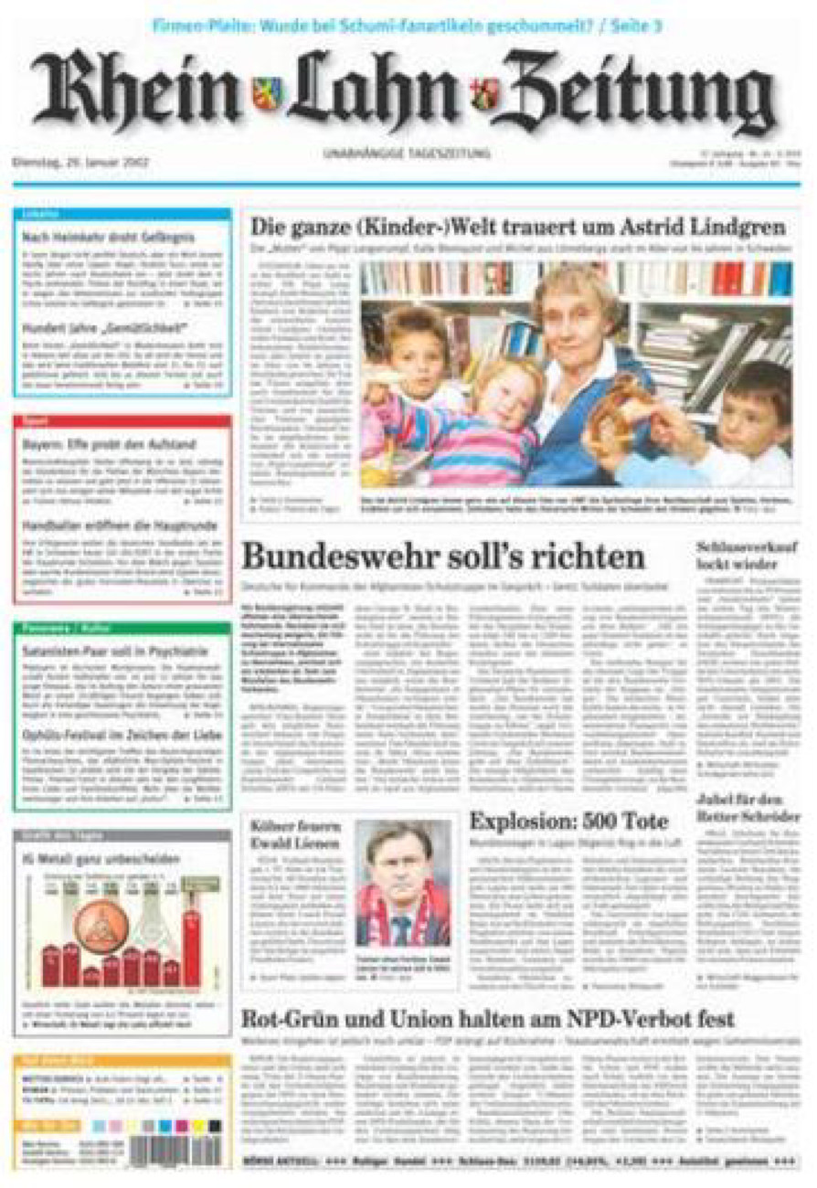 Rhein-Lahn-Zeitung Diez (Archiv) vom Dienstag, 29.01.2002