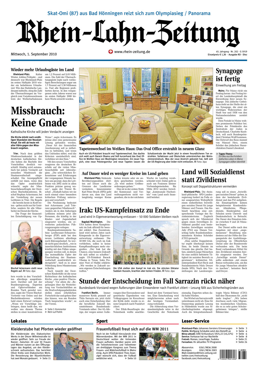 Rhein-Lahn-Zeitung Diez (Archiv) vom Mittwoch, 01.09.2010