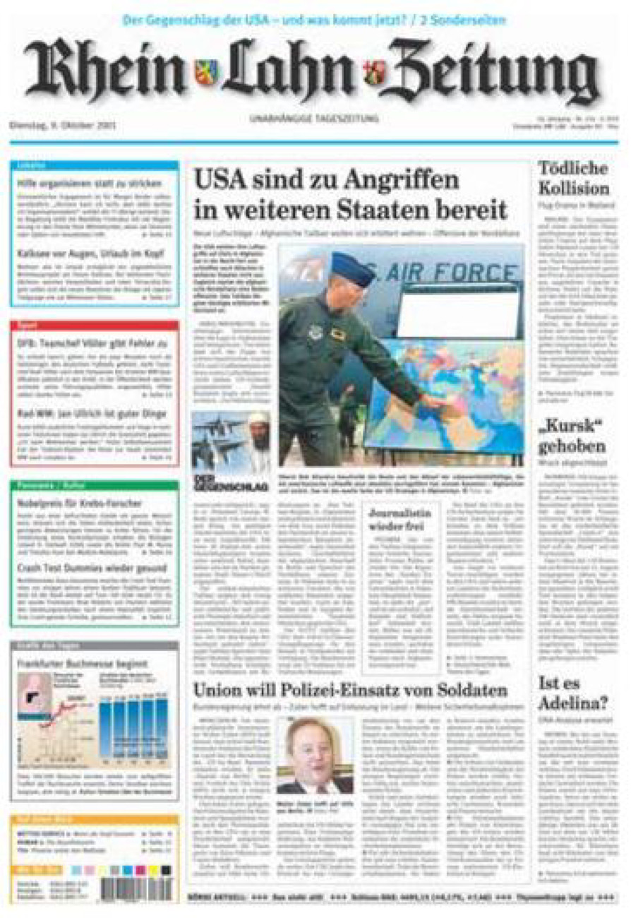 Rhein-Lahn-Zeitung Diez (Archiv) vom Dienstag, 09.10.2001