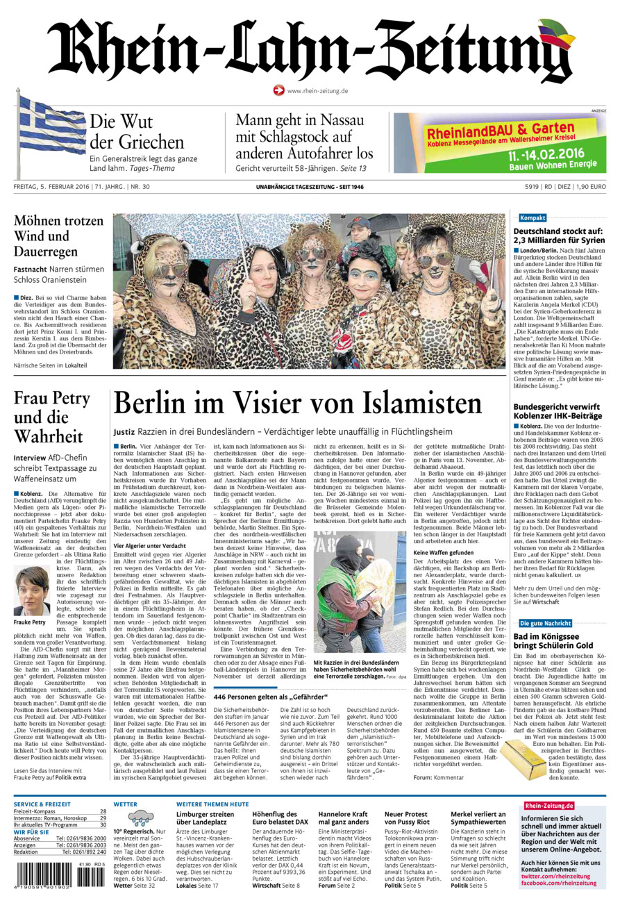 Rhein-Lahn-Zeitung Diez (Archiv) vom Freitag, 05.02.2016