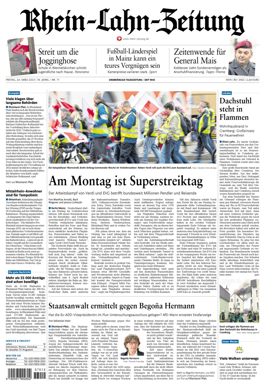 Rhein-Lahn-Zeitung Diez (Archiv) vom Freitag, 24.03.2023