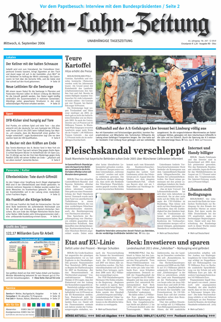 Rhein-Lahn-Zeitung Diez (Archiv) vom Mittwoch, 06.09.2006