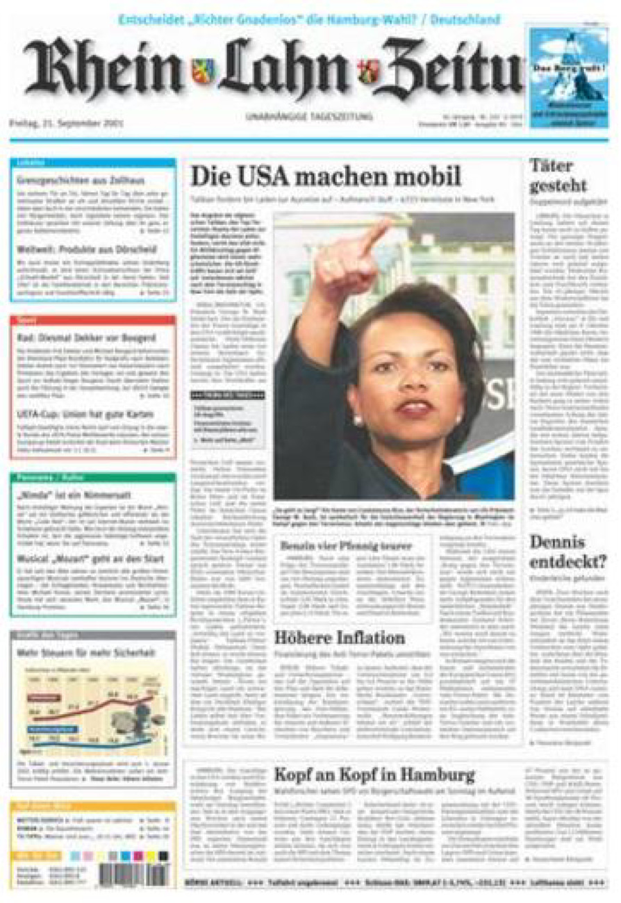 Rhein-Lahn-Zeitung Diez (Archiv) vom Freitag, 21.09.2001